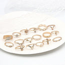Ring Women Girls Crystal Geometric Ring Set Opening Finger Ring Bohemian