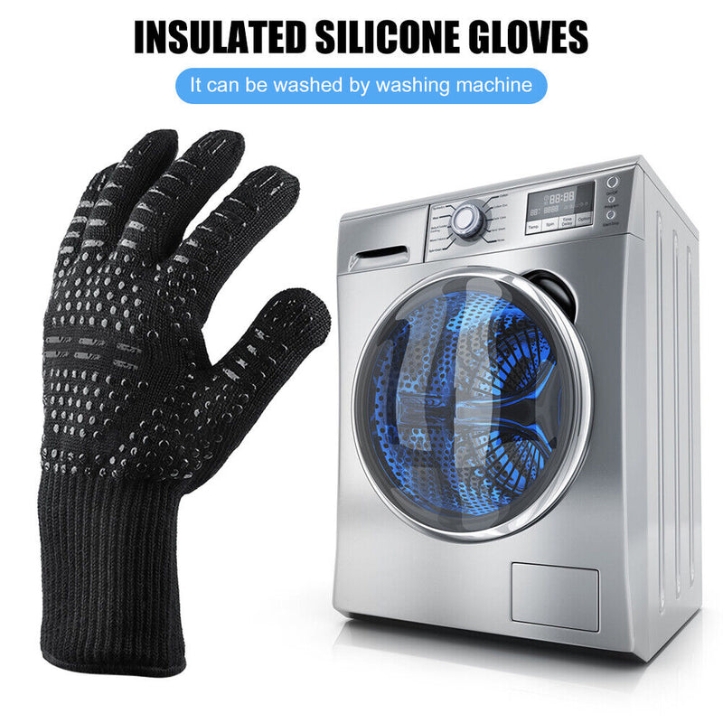 2pcs Outdoor Camping Barbecue Heat Resistance Silicone Gloves Oven Cooking Gl