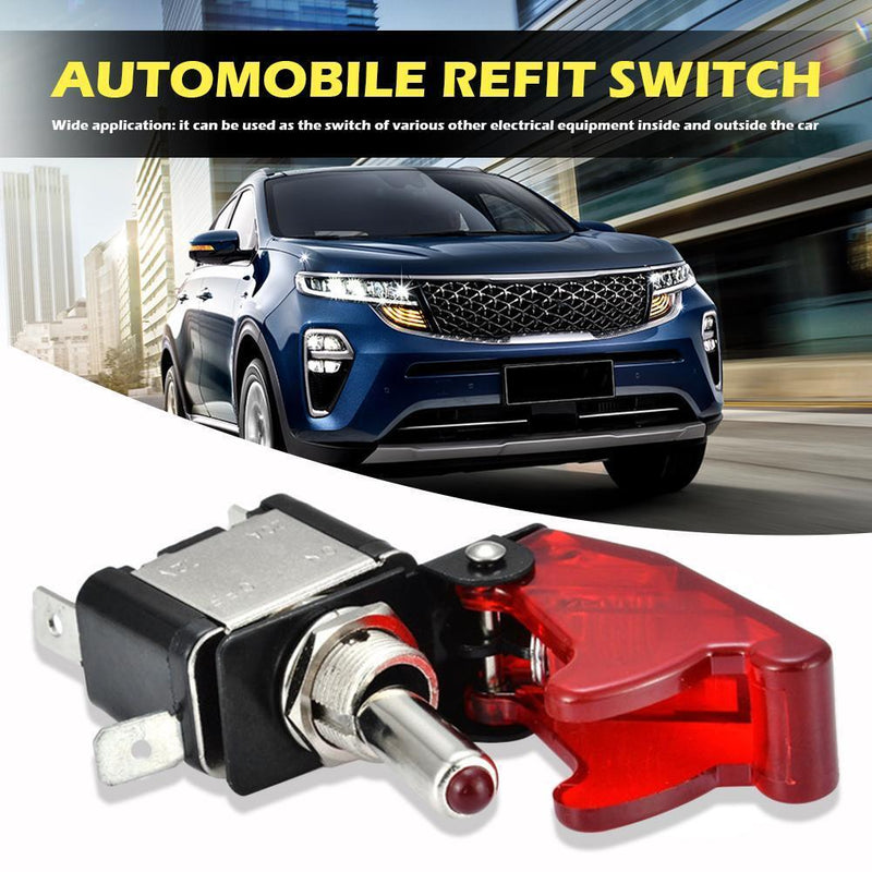 Car Illuminated LED Toggle Switch Control ON/OFF+Aircraft Missile Cover (A)