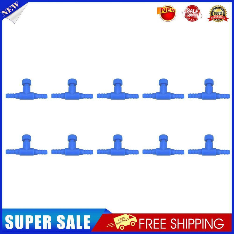 10pcs Aquarium Fish Tank Air Line Flow Control Regulate Valve Switch (Blue)