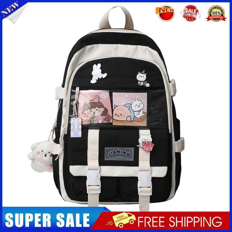 #A Hit Color Shoulder Bookbags with Pendant Pin Badge Female Backpack ?with Pend