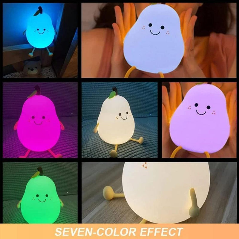 with Timer Switchable Multiple Colors Silicone Pear Cute Soft Night Light