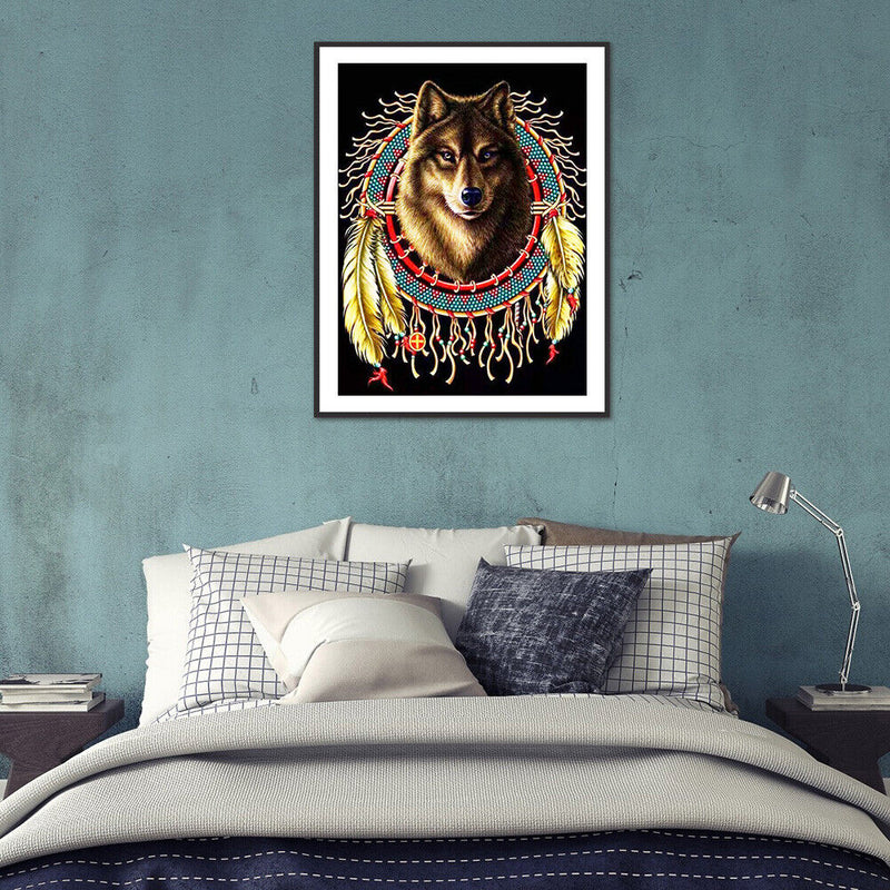 5D Diamond Painting Kit DIY Dreamcatcher Wolf Full Square Drill Home Decorations