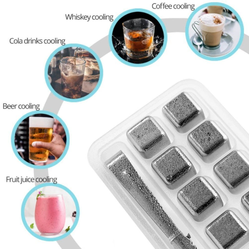 Wine Drinks Non-toxic Stainless Steel Ice Cubes Cool Glacier Beer Water Cooler