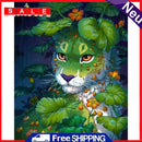 Hand Painted Oil Paint by Numbers DIY Cute Leopard Drawing Wall Decoration Gift