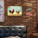 Retro Letter Chicken Metal Plate Painting for Bar Pub Tin Plaques Wall Sign