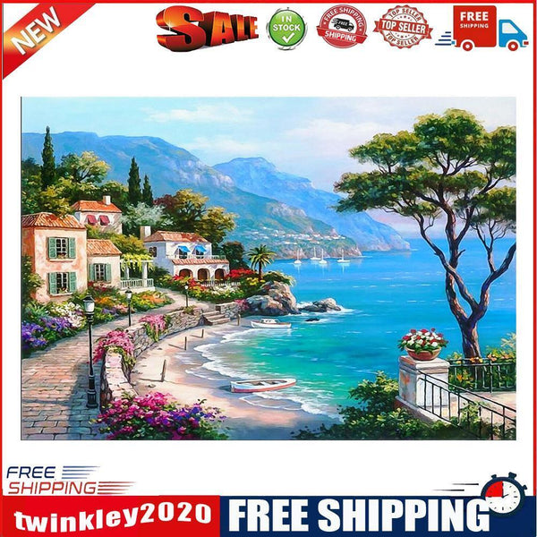 5D Full Drill Diamond Seaside Painting Embroidery DIY Cross Stitch Decor