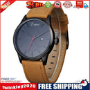 Sport Fashion Leather Date Calendar Bussiness Casual Watch (Brown+Black)