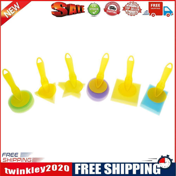 6pcs/set Geometric Sponge Brushes Seal Painting Brush Kid Graffiti Pigment