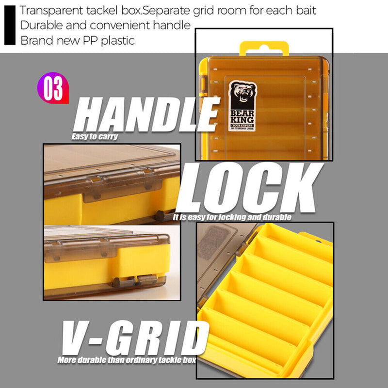 Double-Sided Fishing Lure Transparent Fishing Tackle Box Hook Case (Yellow)