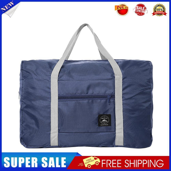 Solid Color Waterproof Foldable Travel Bag Portable Luggage Bag (Navy Blue)