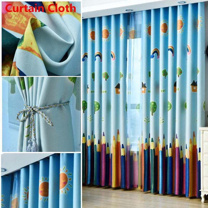 250x100cm Rainbow Pencil Pattern Curtain for Living Room Bedroom (Cloth)