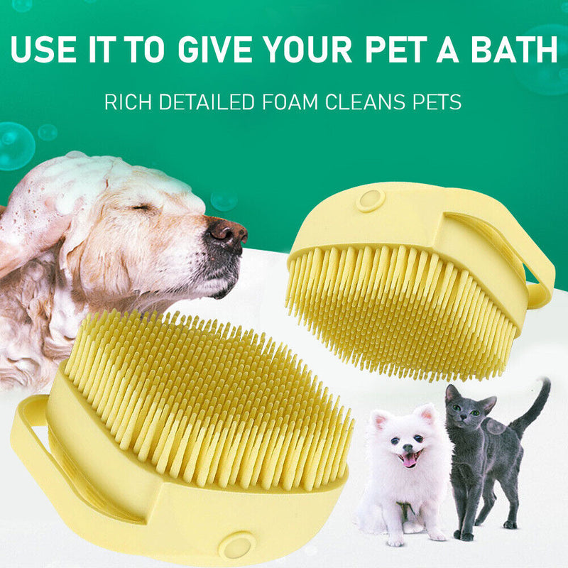 Silicone Pet Cat Bath Massage Brush Shampoo Grooming Comb Scrubber (Yellow)
