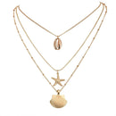 Women Beach Jewelry Multilayer Shell Necklace Cowry Seashell Pendant Bohemian