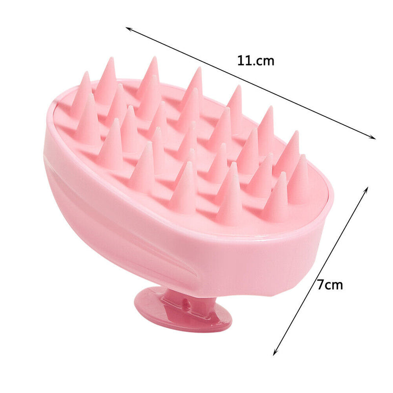Silicone Head Smooth Hair Care Massage Brush Bath Scalp Stimulate (Pink) Newly