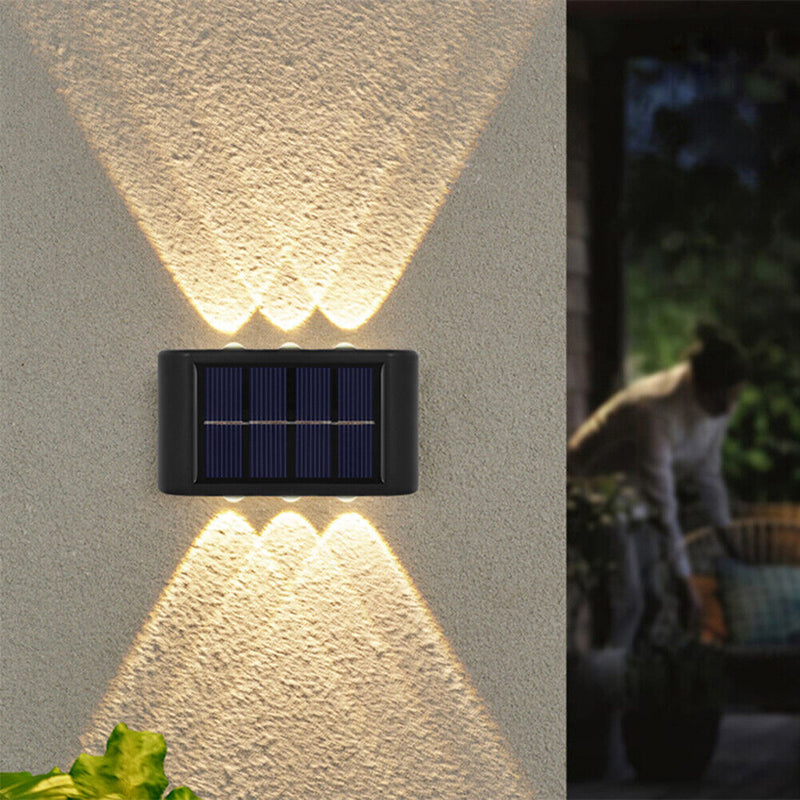 2x Solar Wall Lamp Outdoor Balcony Fence Path Garden Decor (Warm 6LED) Newly