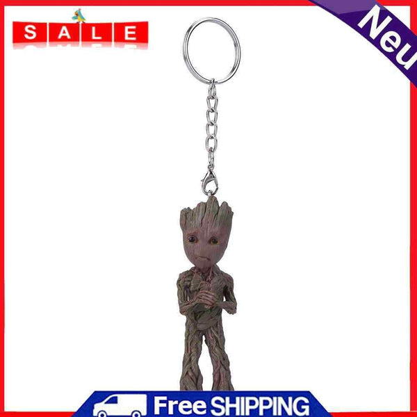 RuiDay Guardians of Galaxy Cartoon Tree Man Keychain Car Hanging Pendant Decor
