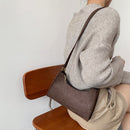 Women Felt Solid Color Shoulder Bag Casual Zipper Messenger Bag (Curry)