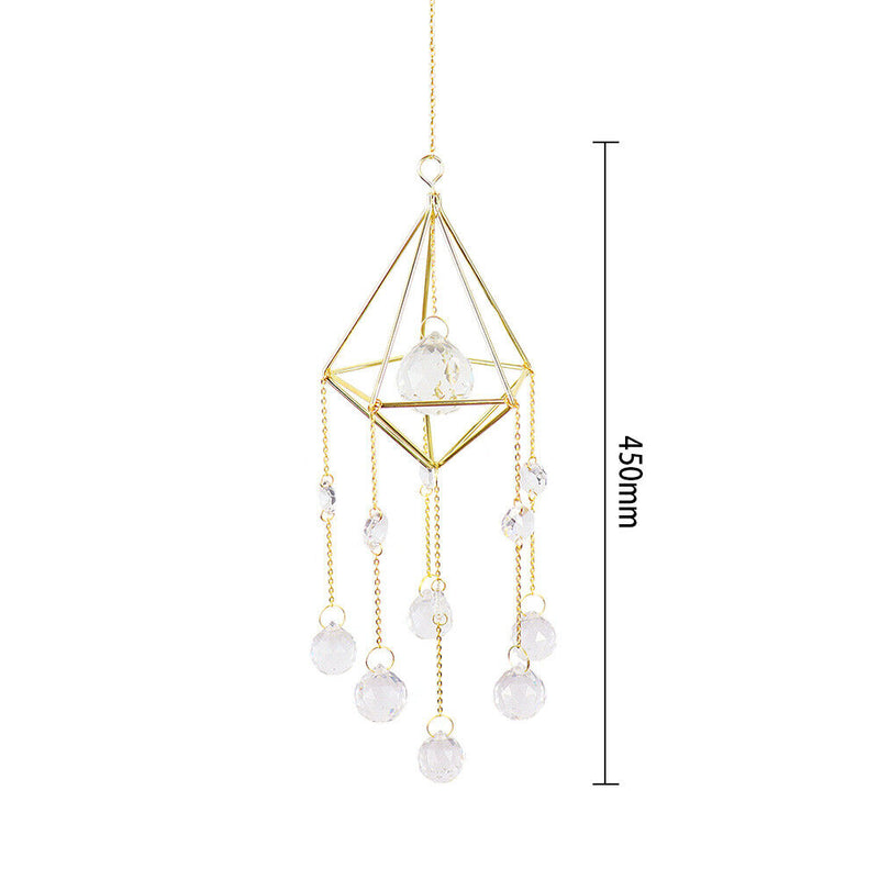 Crystal Windchimes Ornament Lighting Ball Home Hanging Pendant Decor (D) Newly