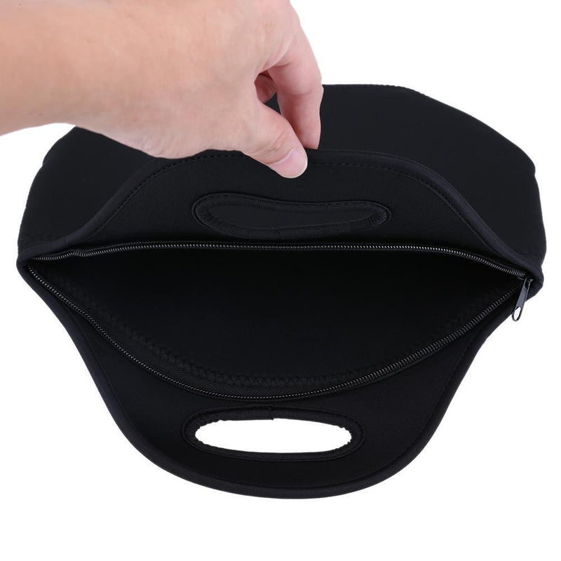 Neoprene Lunch Tote Bag Insulated Waterproof Lunch Box Container (Black)