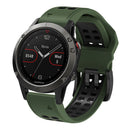 Silicone Sport Band for Garmin Fenix 7X/6X/5X 26mm (Military Green Black) Newly