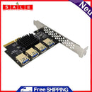 PCI-E 1to 4 PCI Express Riser Card Adapter 4 USB Port Extender Expansion Card
