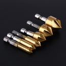 6pcs HSS Chamfer Drill Bit Hex Shank 90 Degree 6mm-19mm Countersink Chamfer