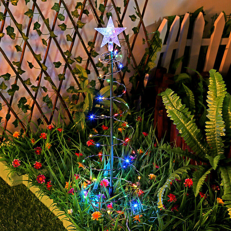 Solar Powered LED Christmas Tree Lawn Light Outdoor Garden Lamp (Colorful) Newly