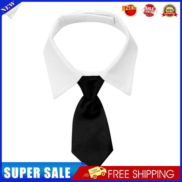 Cat Dog Collar Bow Tie Cotton Pet Formal Necktie for Wedding (Black S)