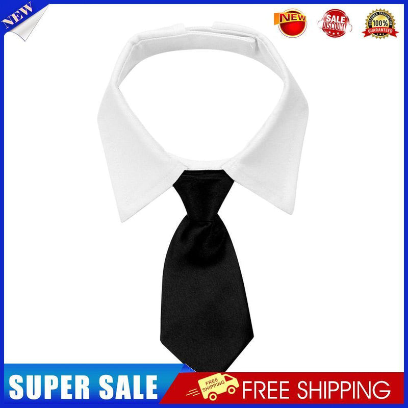 Cat Dog Collar Bow Tie Cotton Pet Formal Necktie for Wedding (Black S)