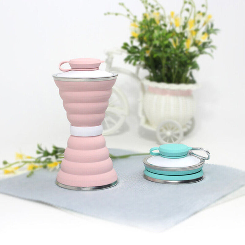 Sports 500mL Collapsible Soft Kettle Outdoor Silicone Water Bottle (Pink) Newly