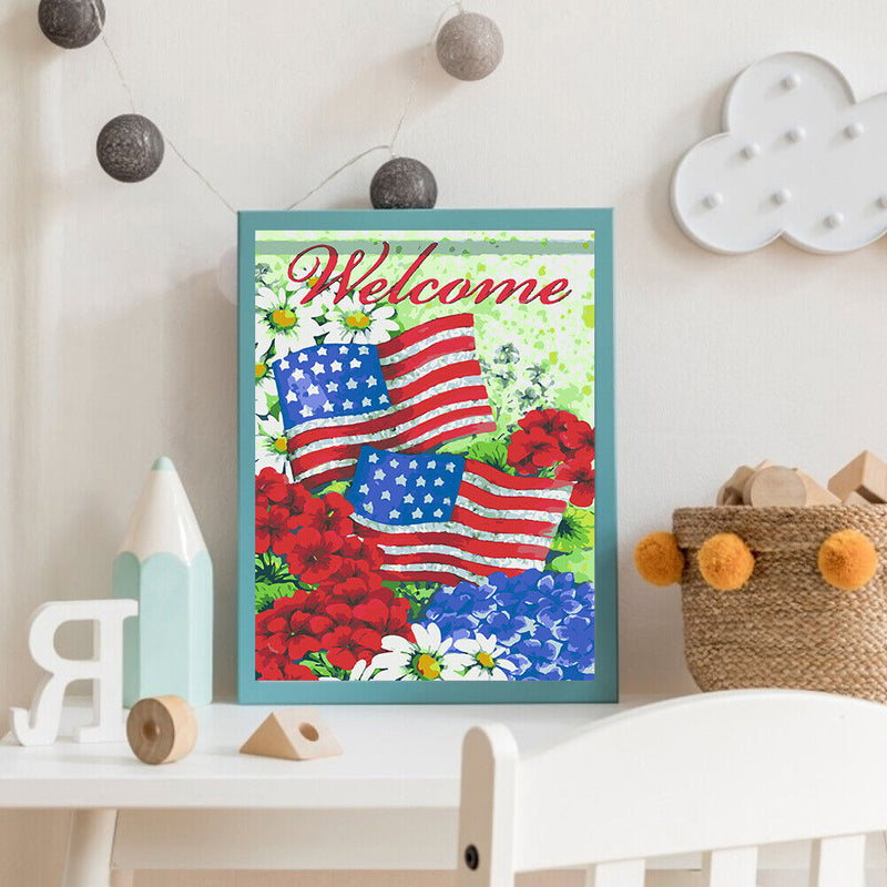 DIY Paint by Number Kit Artcraft Unique Gift Flower and Banner Kill Time Tools