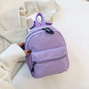 Women Solid Color Backpack Preppy Style School Nylon Mini Rucksack (Purple)