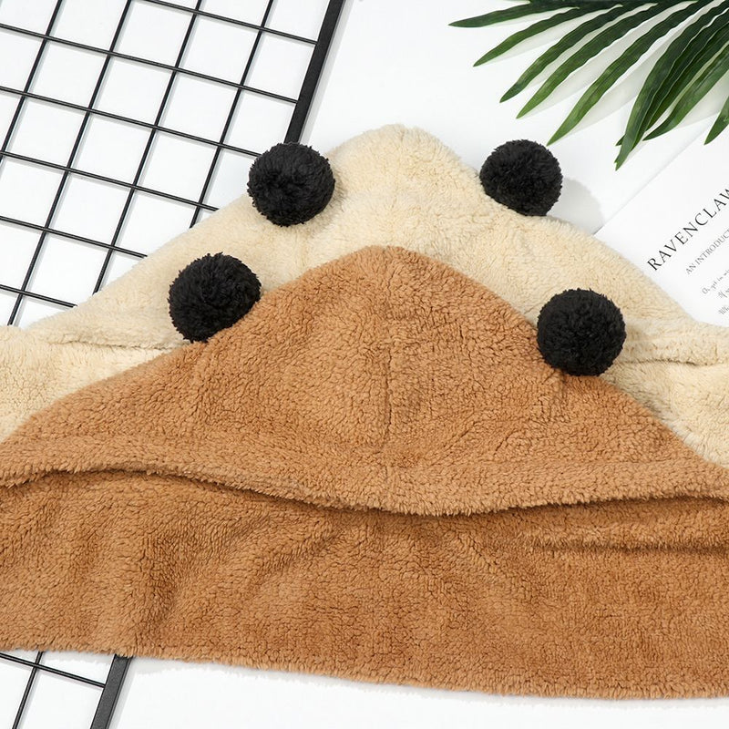 Earmuff Cute Plush Warm Hat Scarf Set Beanies Caps Winter Hats Panda Ear Hat