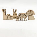 50PCS Wooden Craft Animal Pattern Snail Rabbit Handmade Embellishment Ornaments