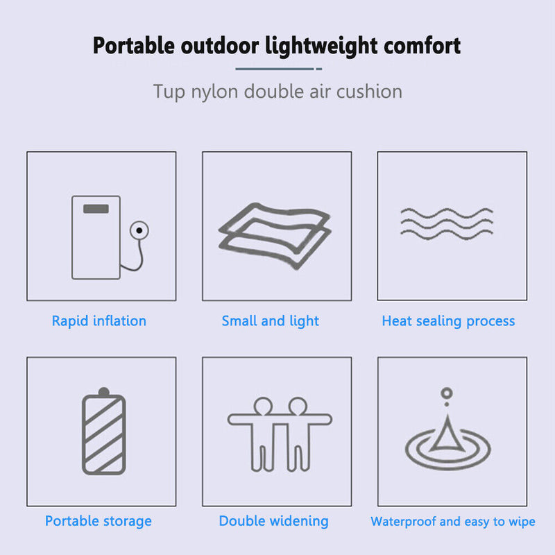 Portable Inflatable Double Sleeping Mattress Camping Air Cushion (Blue)