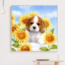 5D DIY Diamond Painting Puppy Sunflower Full Drill Art Pictures Rhinestone