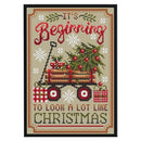 11CT Printed FullEmbroidery Christmas Trailer Needlework DIY Cross Stitch Kit
