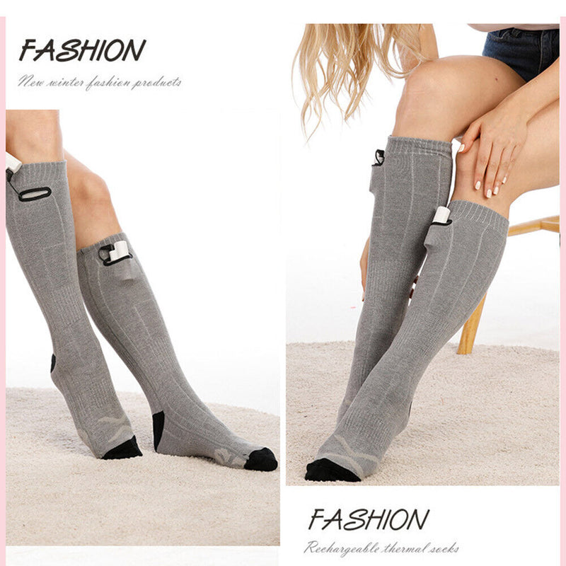 2pcs 3-Gear Adjustable Electric Heating Socks Washable Stockings for Men Wo