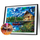 5D DIY Riverside House Full Round Diamond Painting Mosaic Picture Rhinestone
