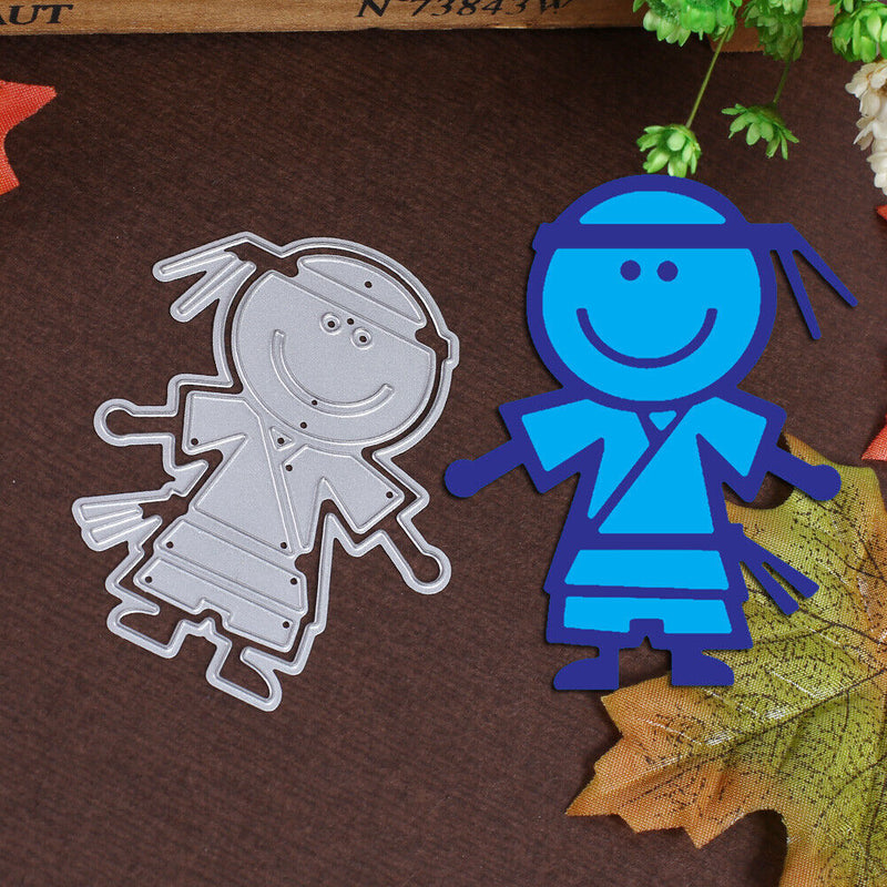 Snowvirtuos Cartoon Boy Metal Cutting Tools Stencil DIY Scrapbook Paper Cart