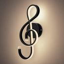 LED Musical Note Wall Lamp Bedside Spiral Night Light (Warm Light)(Black) Newly