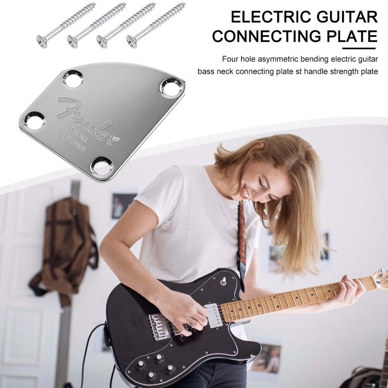 1 Set Electric Guitar Bass Neck Back Plate with 4 Screws Guitar Replacement