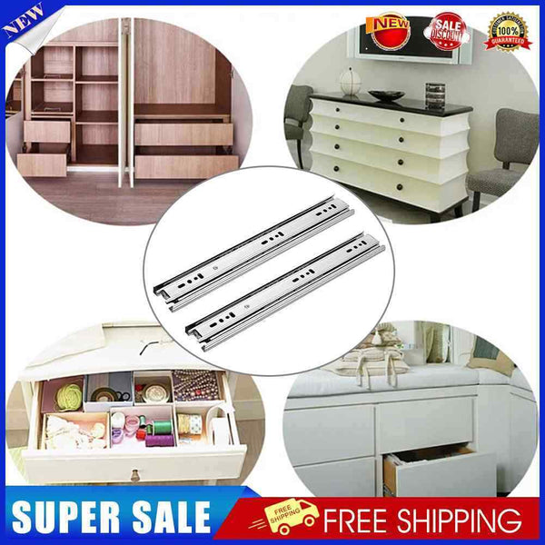 16in Ball Bearing Drawer Slides Three Sections Ball Guide Runners Furniture