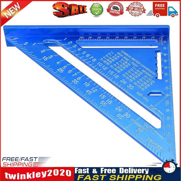 7 inch Angle Ruler Metric Measuring Ruler Woodworking Try Square (Blue) Newly