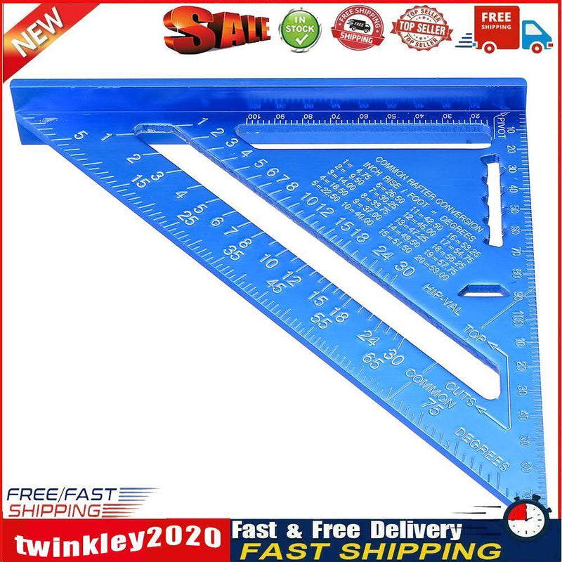 7 inch Angle Ruler Metric Measuring Ruler Woodworking Try Square (Blue) Newly
