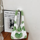 Retro Women Plush Leopard Shoulder Bag Autumn Winter Handbags (Green Heart)