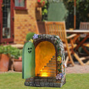 Large Fairy Doors Solar Light LED Elf Pixie Steps Magical Garden Trees Decors