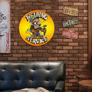 Round Cartoon Hot Rod Metal Plate Tin Sign Plaque for Pub Club Cafe Art (2)