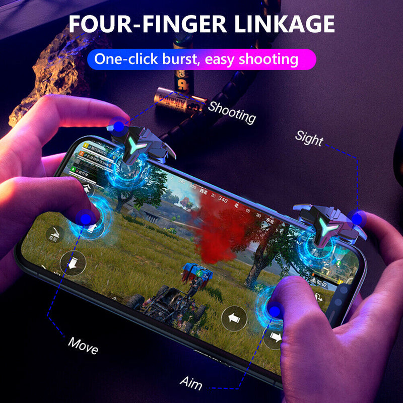 #A 4 Finger Game Controller Shooting Trigger Joystick Buttons for PUBG Mobile